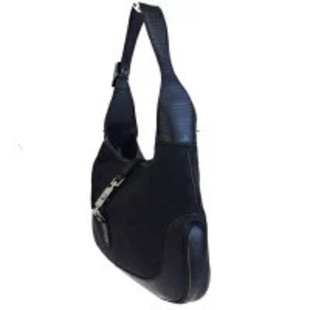 Gucci Shoulder GG Bag Canvas Jackie Black Leather Black